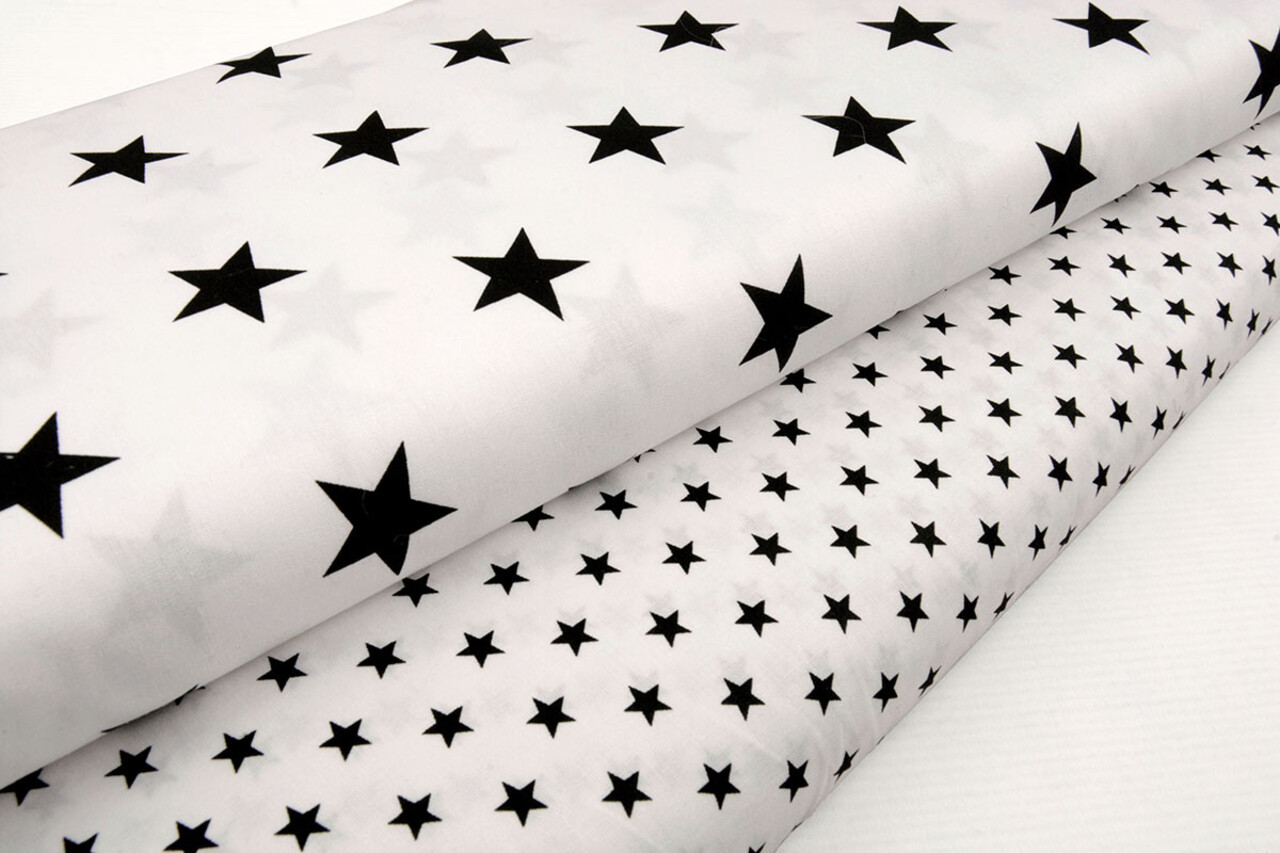 Oeko-Tex®  Popeline Stars Weiß Schwarz