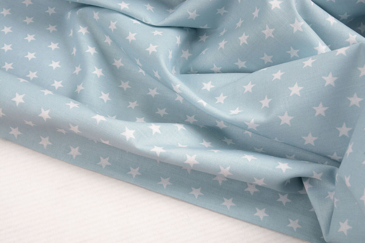 Oeko-Tex® Popeline Petit Étoiles Bleu Clair Oeko-Tex® Popeline Petit Étoiles Bleu Clair
