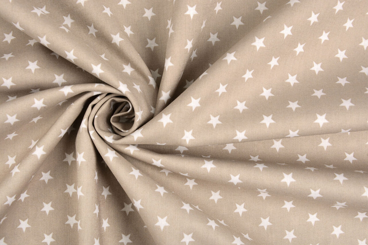 Oeko-Tex® Popeline Petit Étoiles Taupe Clair Oeko-Tex® Popeline Petit Étoiles Taupe Clair