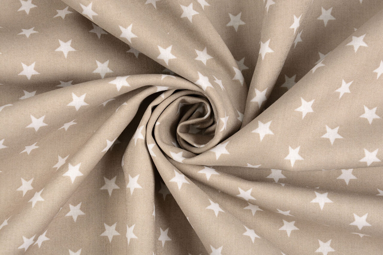 Oeko-Tex® Popeline Petit Étoiles Taupe Clair Oeko-Tex® Popeline Petit Étoiles Taupe Clair