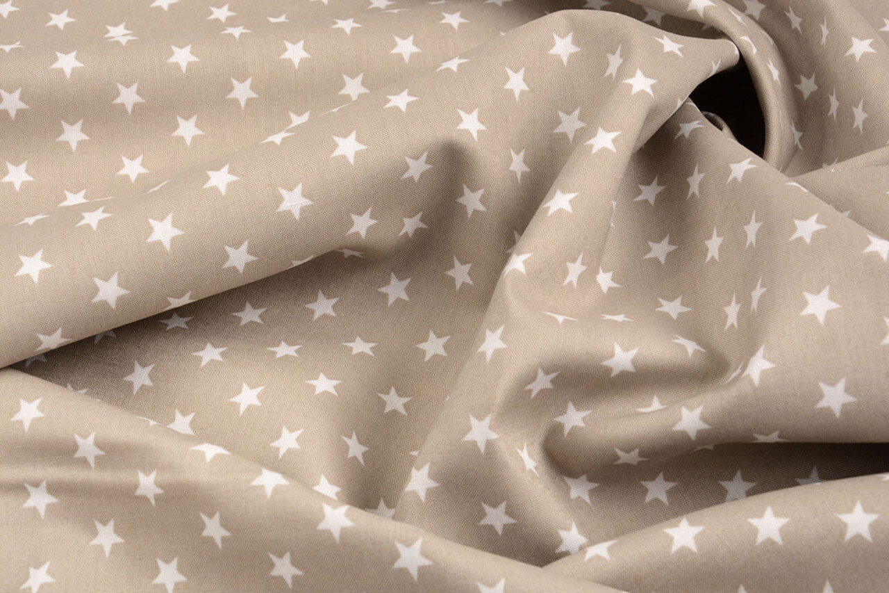 Oeko-Tex® Popeline Petit Stelle Chiaro Tortora Oeko-Tex® Popeline Petit Stelle Chiaro Tortora