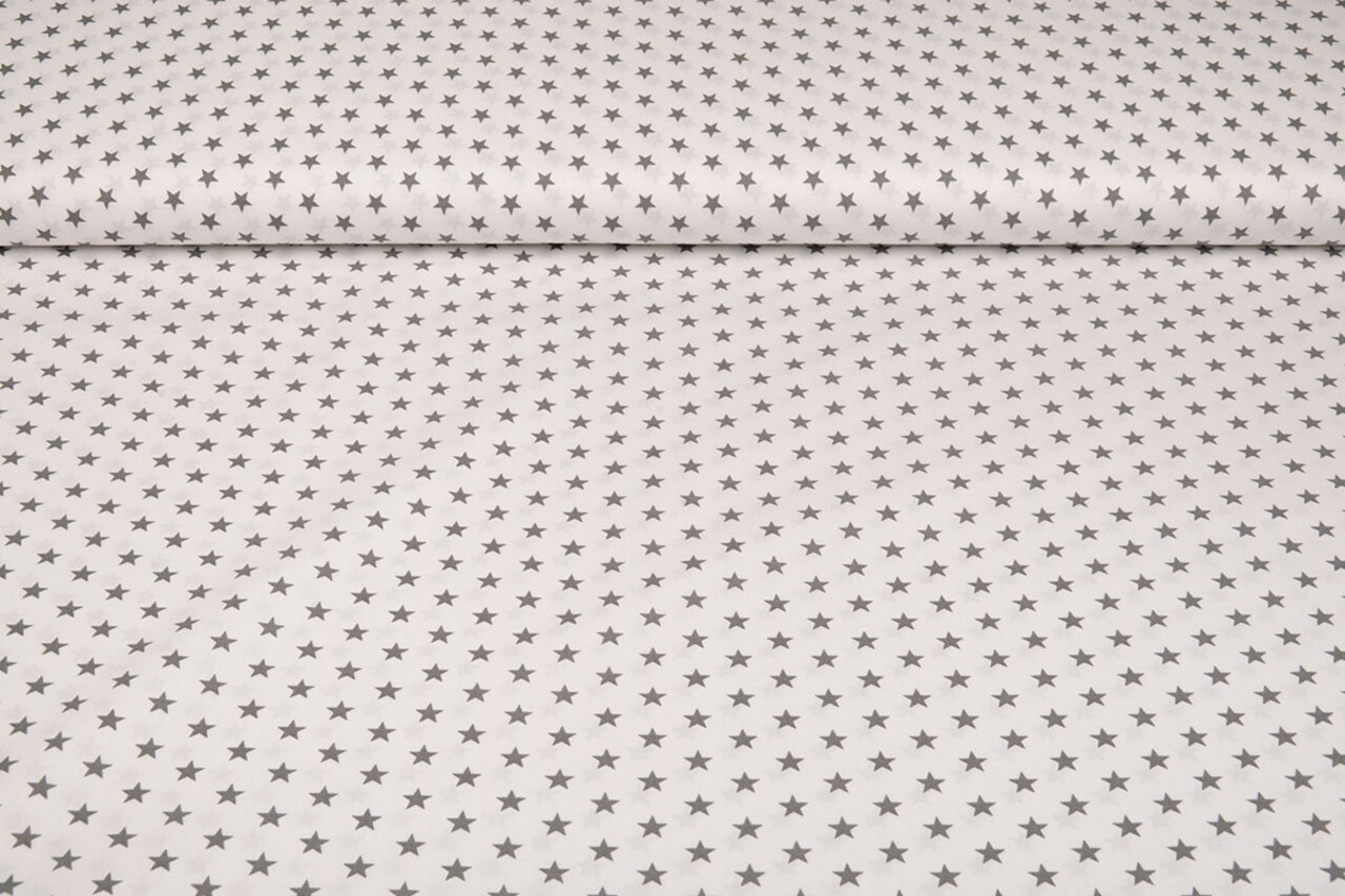 Oeko-Tex®  Poplin Petit Stars Wit Grijs