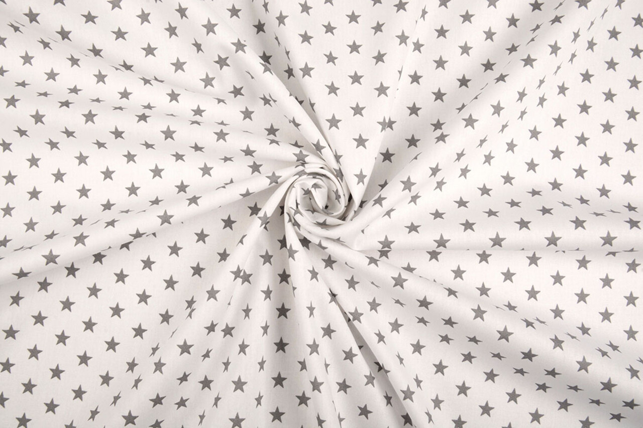 Oeko-Tex® Popeline Petit Étoiles Blanc Gris Oeko-Tex® Popeline Petit Étoiles Blanc Gris