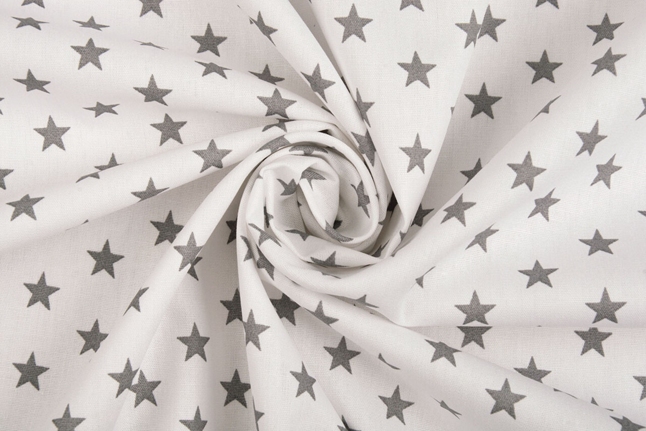 Oeko-Tex® Popeline Petit Stelle Bianco Grigio Oeko-Tex® Popeline Petit Stelle Bianco Grigio
