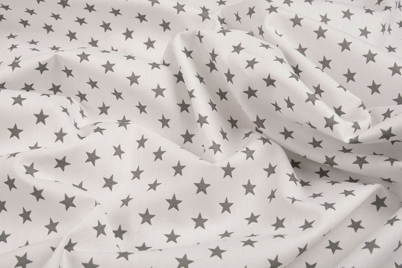 Oeko-Tex®  Poplin Petit Stars Wit Grijs