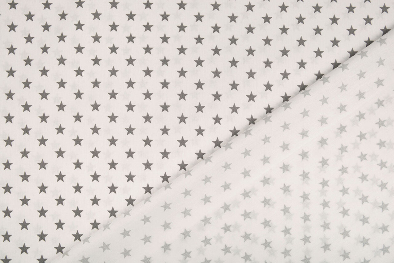 Oeko-Tex®  Popeline Petit Stars Weiß Grau Oeko-Tex®  Popeline Petit Stars Weiß Grau