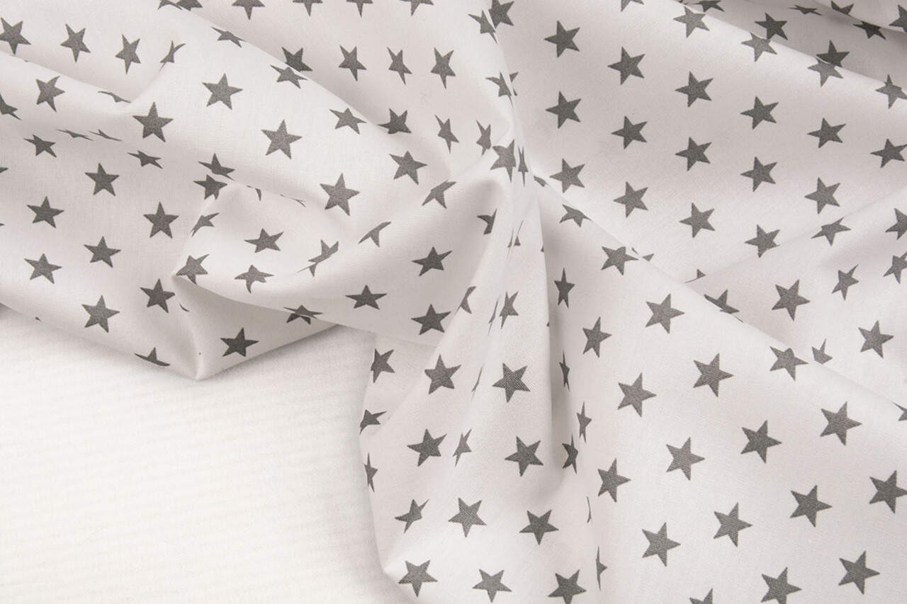 Oeko-Tex® Popelina Petit Estrellas Blanco Gris Oeko-Tex® Popelina Petit Estrellas Blanco Gris