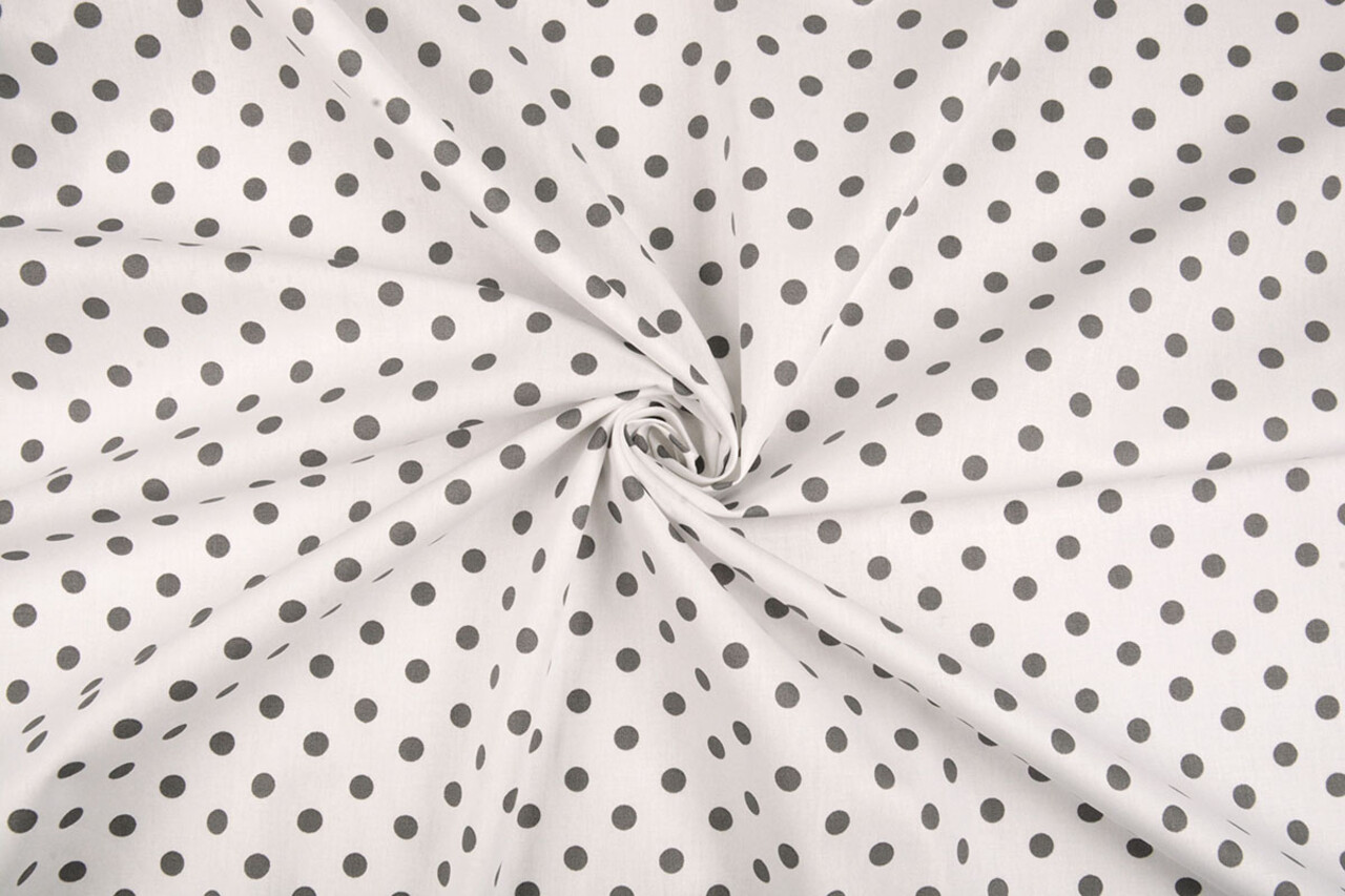 Oeko-Tex®  Poplin Dots White Grey