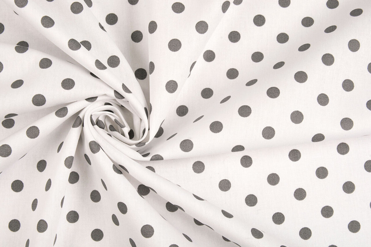 Oeko-Tex®  Poplin Dots White Grey