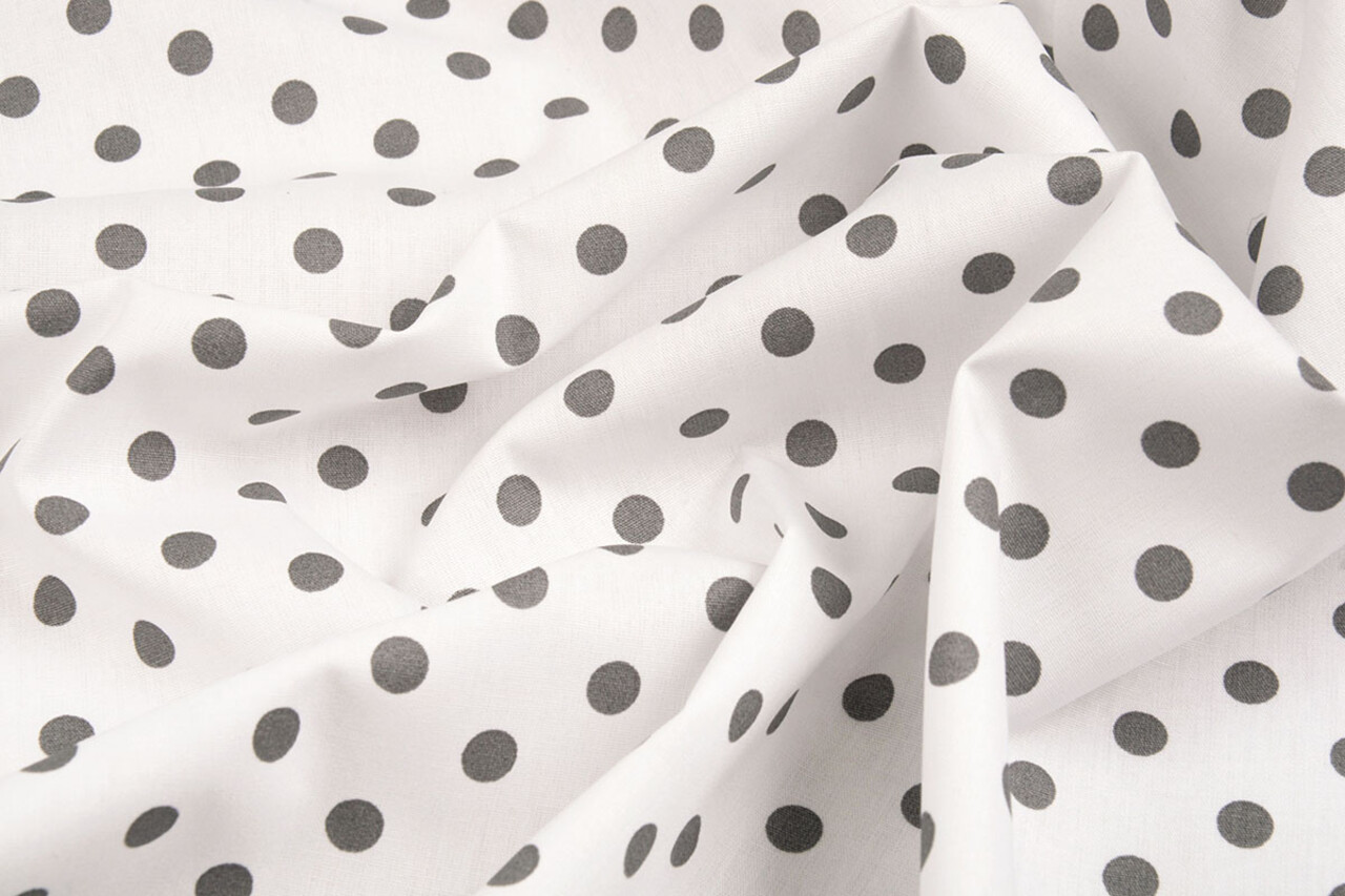 Oeko-Tex®  Poplin Dots Wit Grijs