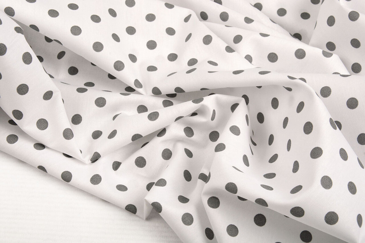 Oeko-Tex®  Poplin Dots Wit Grijs