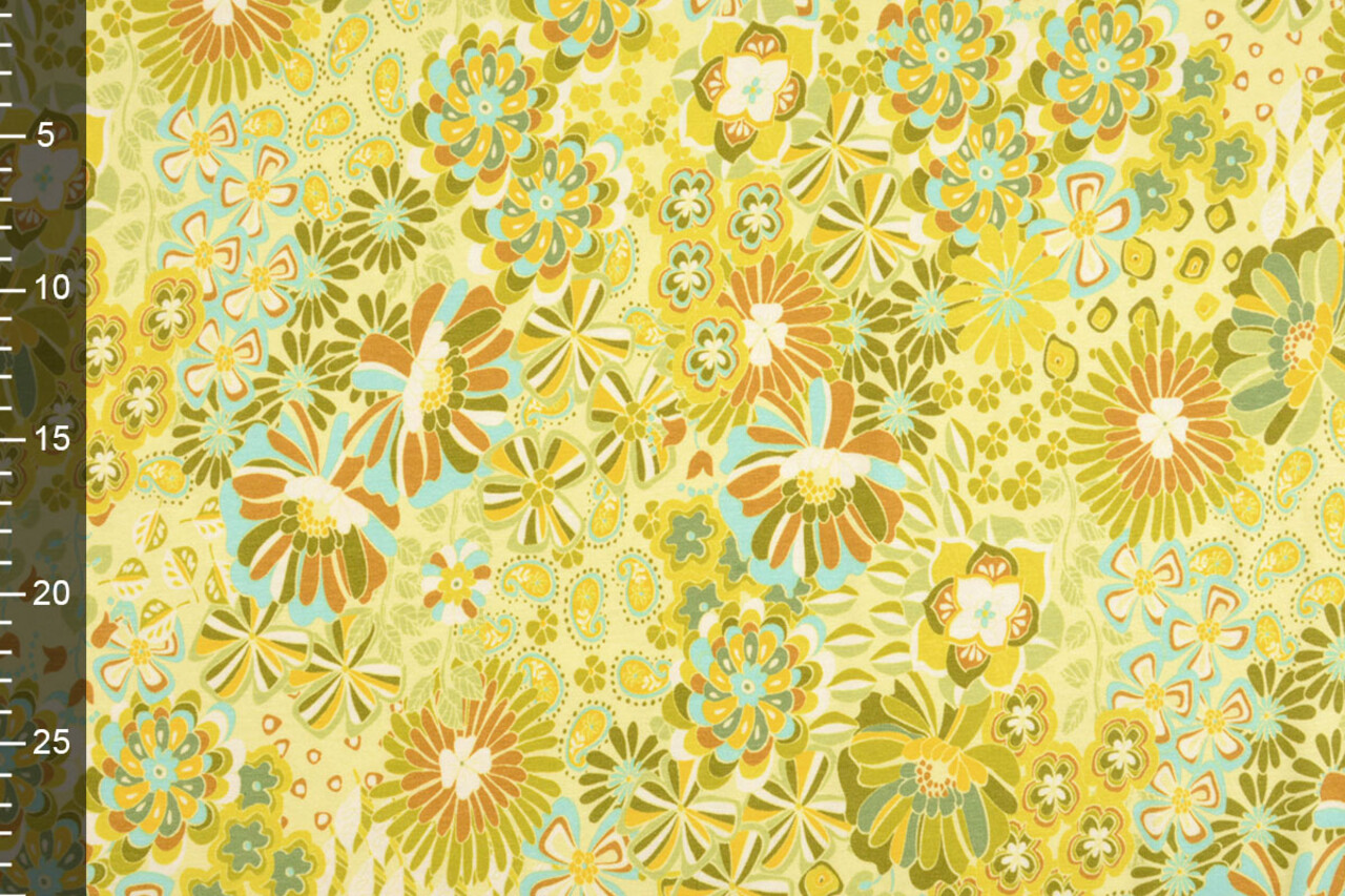 Oeko-Tex®  Viscose Jersey Sixties Flowers Multi-2 Oeko-Tex®  Viscose Jersey Sixties Flowers Multi-2