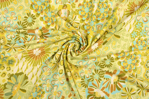 Oeko-Tex®  Jersey Viscose Sixties Fleurs Multicolore-2