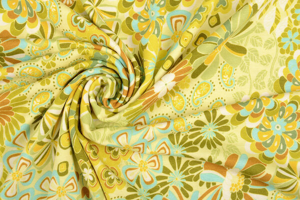 Oeko-Tex® Jersey de Viscosa Sixties Flores Multi-2 Oeko-Tex® Jersey de Viscosa Sixties Flores Multi-2