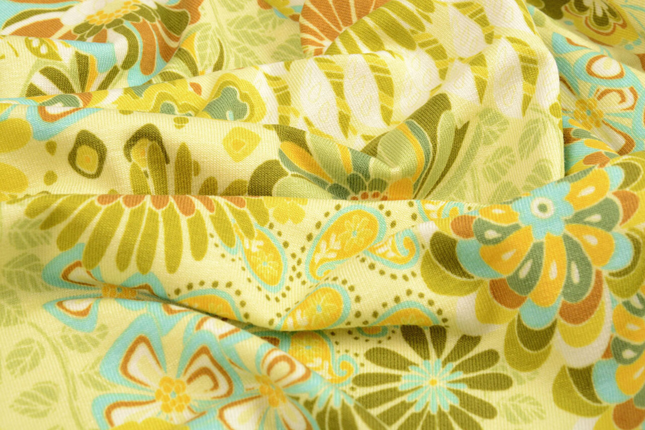 Oeko-Tex®  Jersey Viscose Sixties Fleurs Multicolore-2