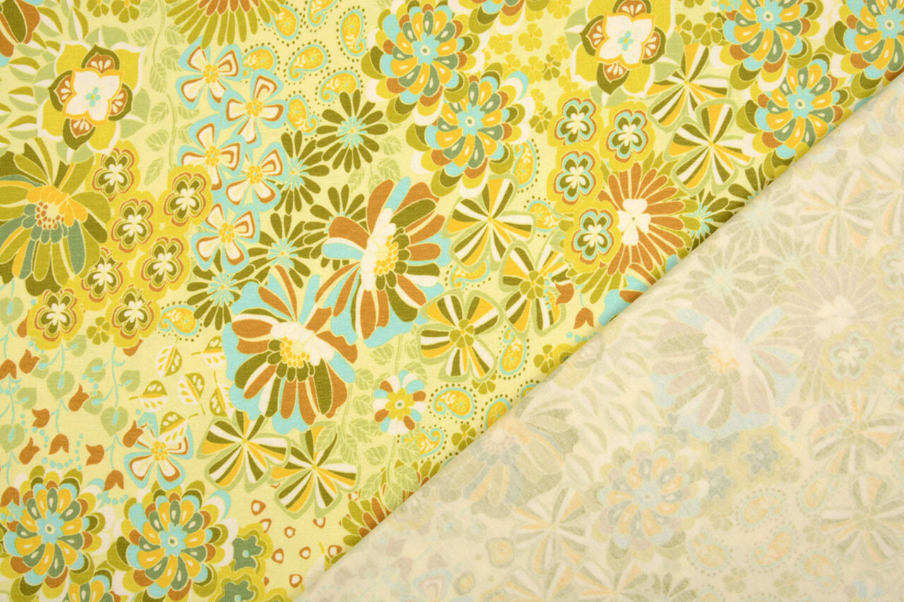 Oeko-Tex® Jersey de Viscosa Sixties Flores Multi-2 Oeko-Tex® Jersey de Viscosa Sixties Flores Multi-2
