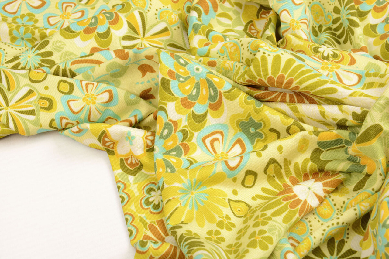 Oeko-Tex®  Viskose Jersey Sixties Flowers Multi-2 Oeko-Tex®  Viskose Jersey Sixties Flowers Multi-2