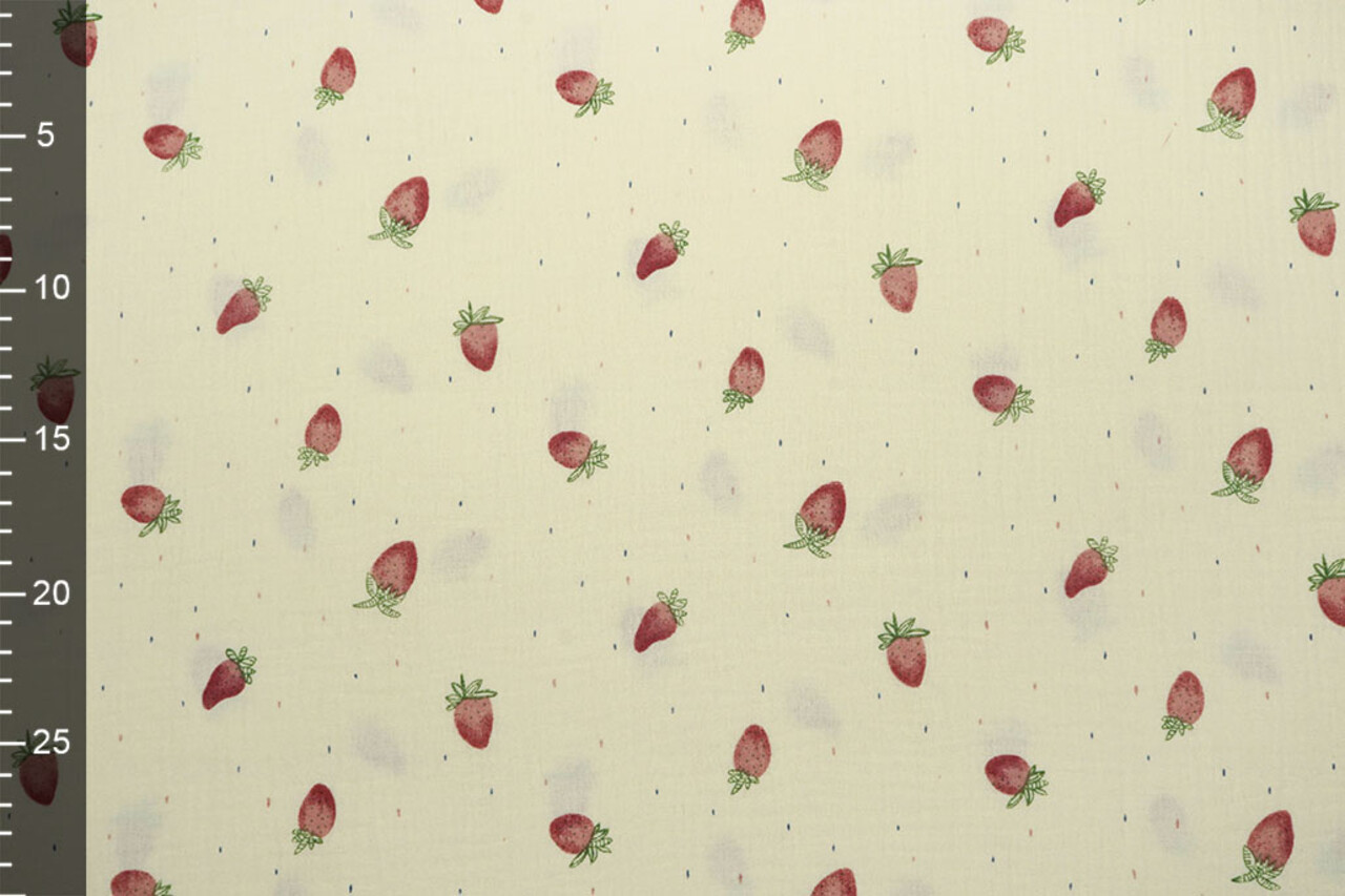 Oeko-Tex®  Coton Double Gaze Aardbeien
