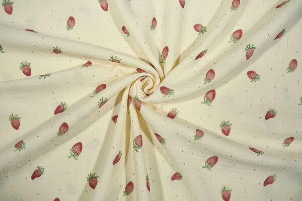 Oeko-Tex®  Baumwoll Musselin Erdbeeren