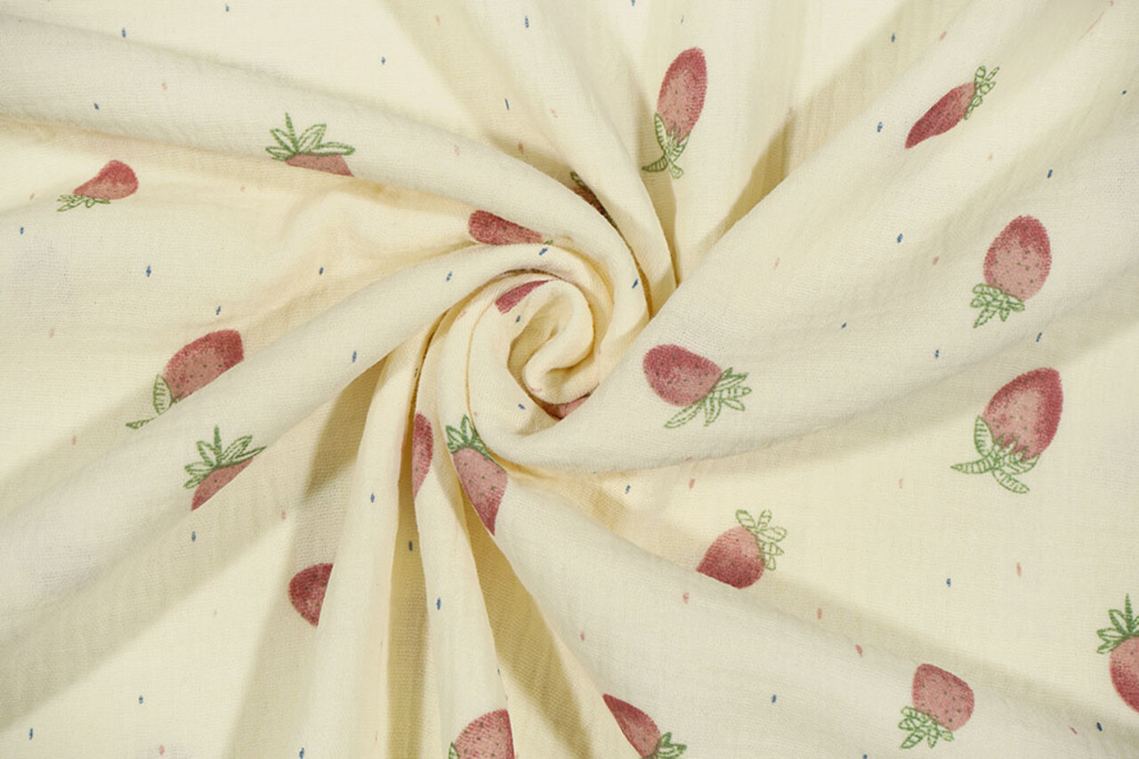 Oeko-Tex® Mussola Aardbeien Oeko-Tex® Mussola Aardbeien