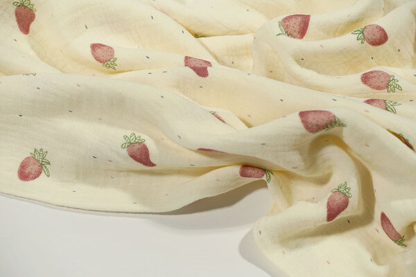 Oeko-Tex®  Coton Double Gaze Aardbeien