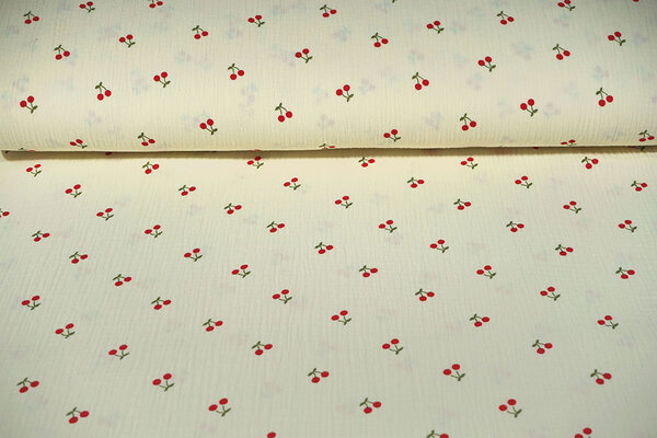Oeko-Tex®  Baumwoll Musselin Kleine Kirsche