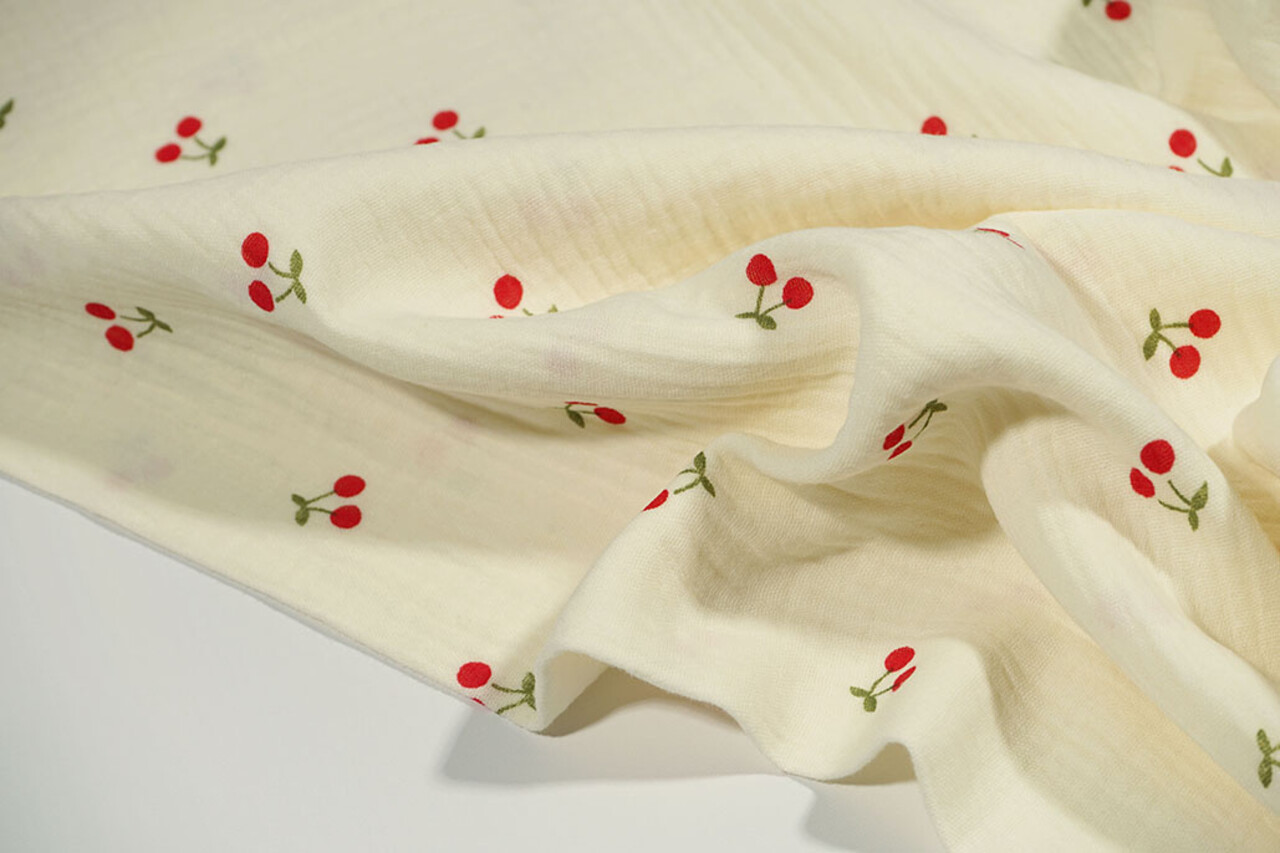 Oeko-Tex®  Baumwoll Musselin Kleine Kirsche