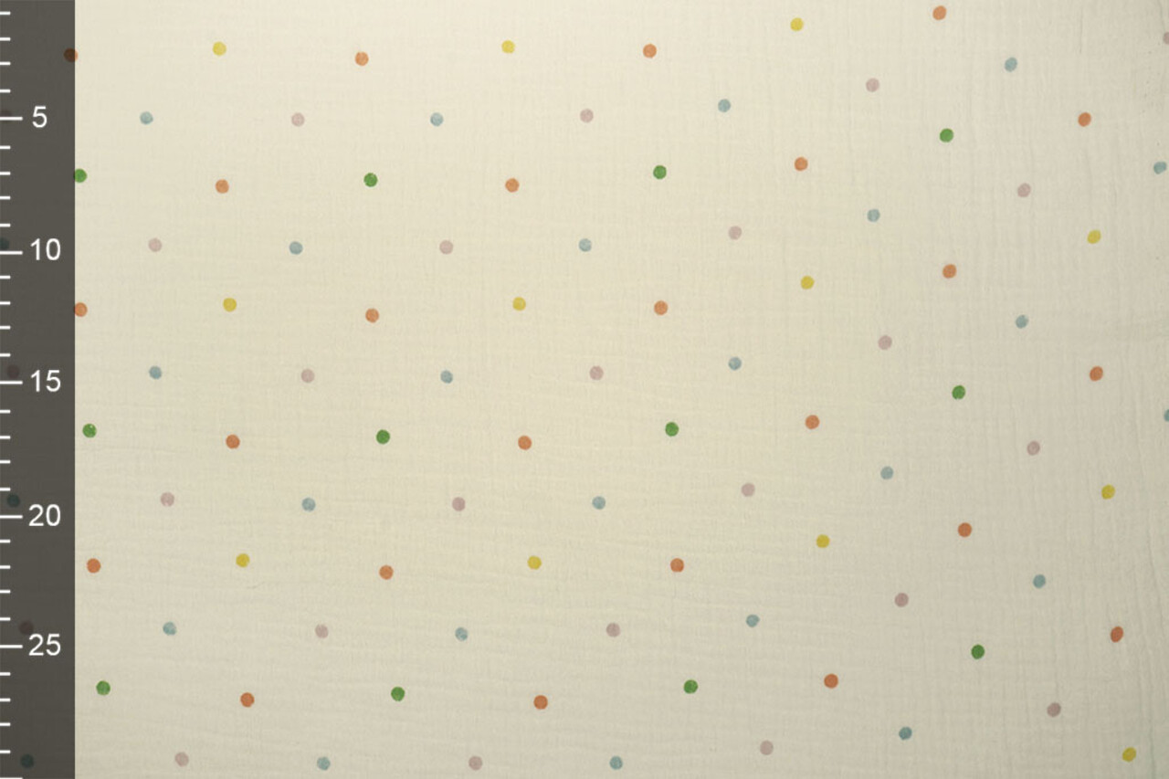 Oeko-Tex® Coton Double Gaze Pois Multicolore Oeko-Tex® Coton Double Gaze Pois Multicolore
