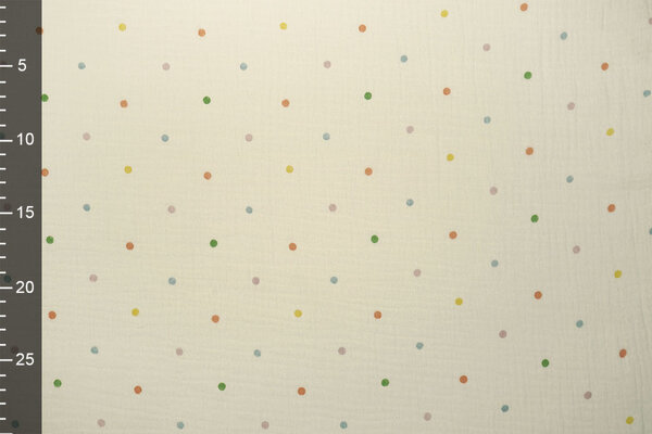 Oeko-Tex®  Baumwoll Musselin Punkte Multicolor Oeko-Tex®  Baumwoll Musselin Punkte Multicolor