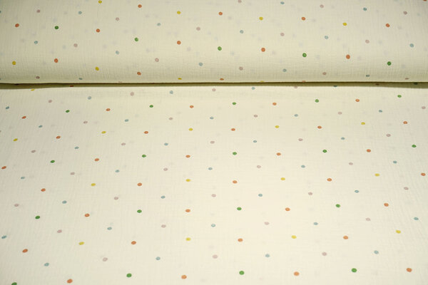 Oeko-Tex® Coton Double Gaze Pois Multicolore Oeko-Tex® Coton Double Gaze Pois Multicolore