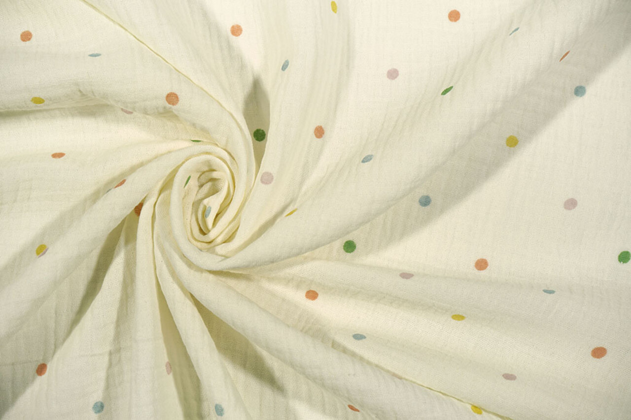 Oeko-Tex® Mussola Pois Multicolore Oeko-Tex® Mussola Pois Multicolore