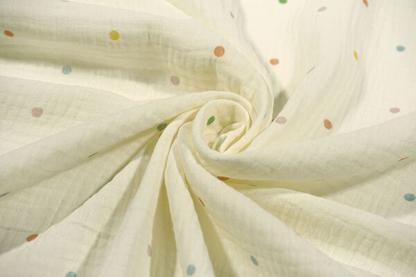 Oeko-Tex®  Baumwoll Musselin Punkte Multicolor Oeko-Tex®  Baumwoll Musselin Punkte Multicolor