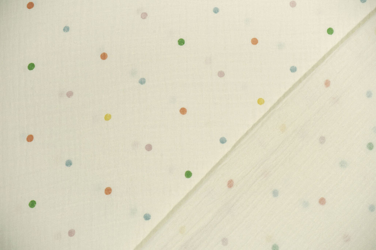 Oeko-Tex® Coton Double Gaze Pois Multicolore Oeko-Tex® Coton Double Gaze Pois Multicolore