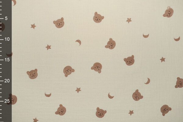 Oeko-Tex®  Baumwoll Musselin Mond Bär Oeko-Tex®  Baumwoll Musselin Mond Bär