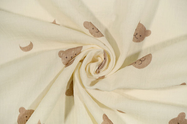 Oeko-Tex®  Baumwoll Musselin Mond Bär Oeko-Tex®  Baumwoll Musselin Mond Bär