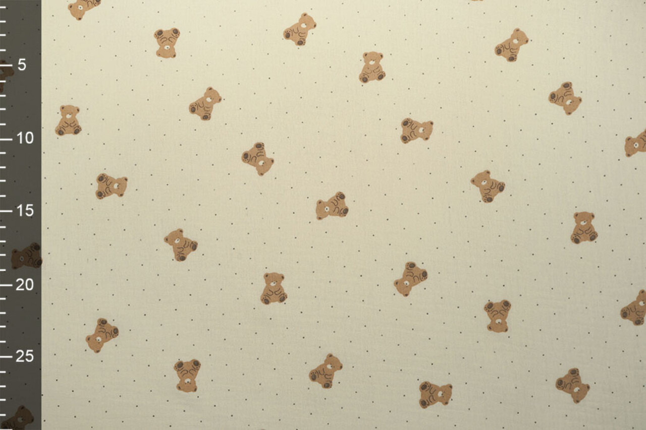 Oeko-Tex®  Baumwoll Musselin Kleiner Bär Oeko-Tex®  Baumwoll Musselin Kleiner Bär