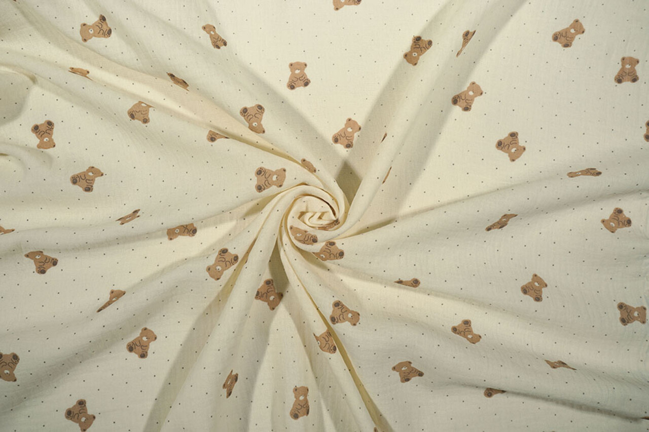 Oeko-Tex®  Baumwoll Musselin Kleiner Bär Oeko-Tex®  Baumwoll Musselin Kleiner Bär