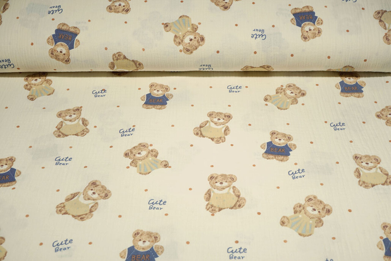Oeko-Tex®  Baumwoll Musselin Cute Bear Oeko-Tex®  Baumwoll Musselin Cute Bear