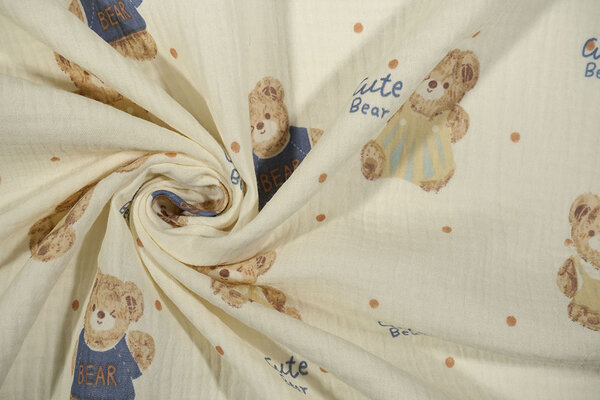Oeko-Tex®  Baumwoll Musselin Cute Bear Oeko-Tex®  Baumwoll Musselin Cute Bear