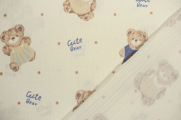 Oeko-Tex®  Baumwoll Musselin Cute Bear Oeko-Tex®  Baumwoll Musselin Cute Bear