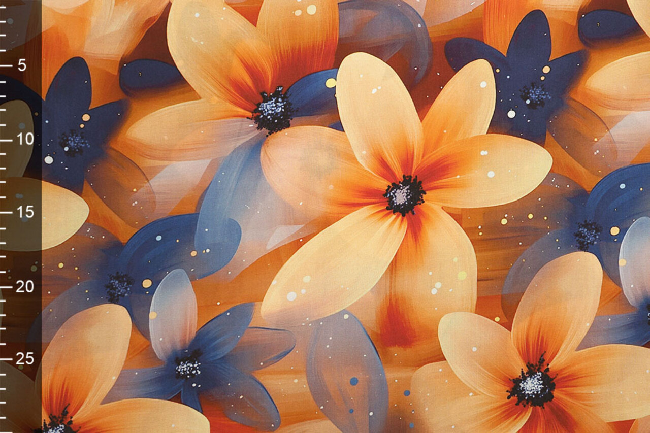 100% Viscose Fiorange Bloemen 100% Viscose Fiorange Bloemen