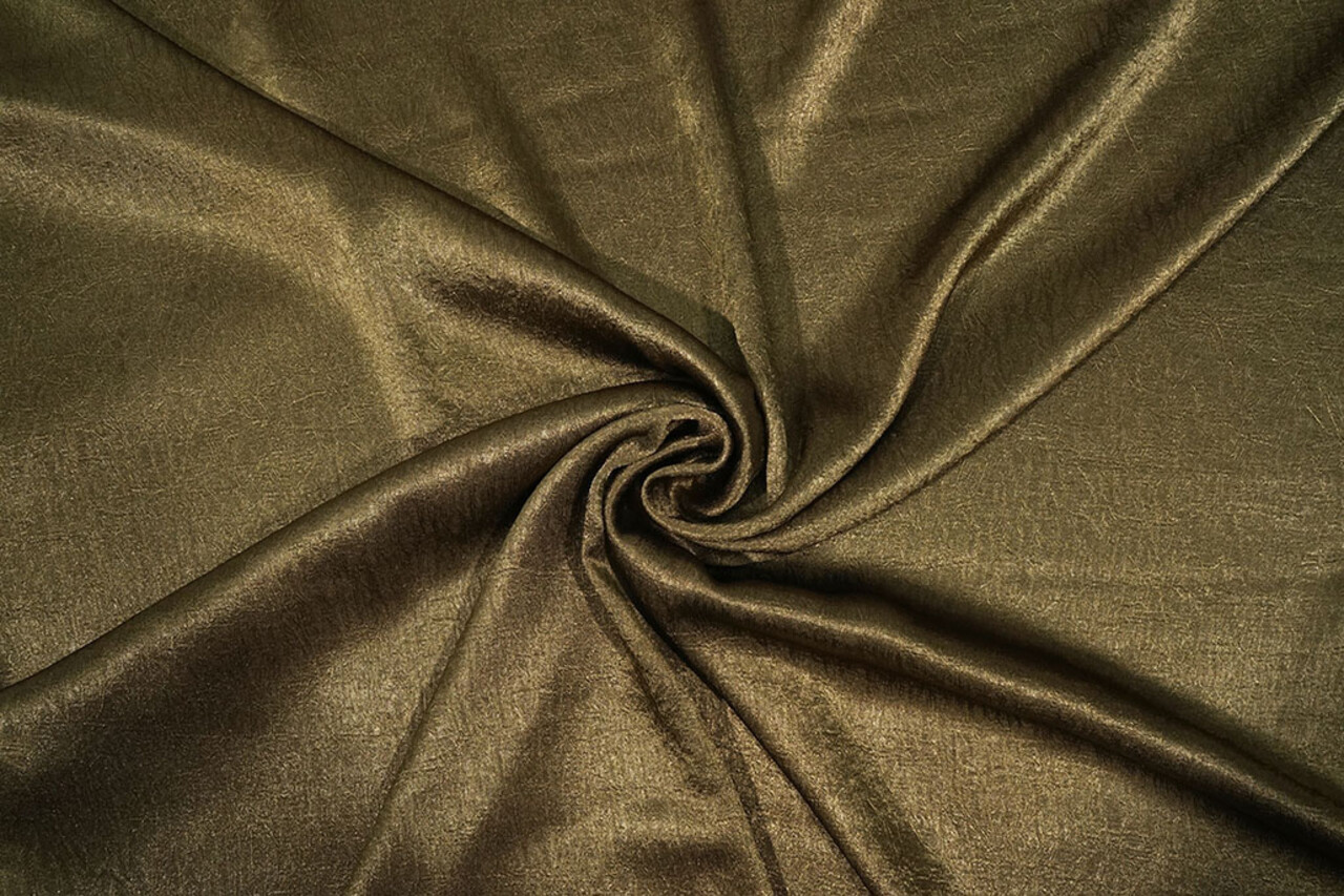 Crêpe Froissé Satin Vert Kaki