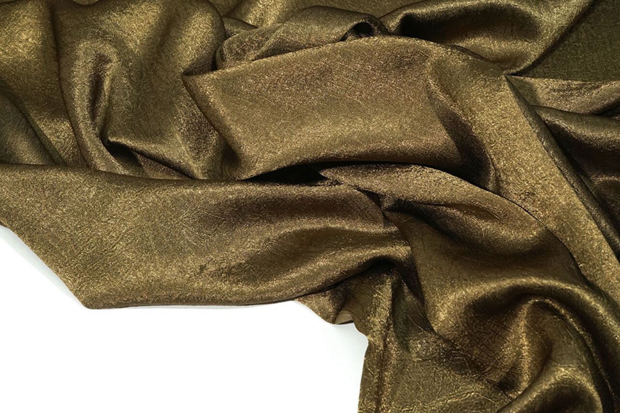 Crêpe Froissé Satin Vert Kaki