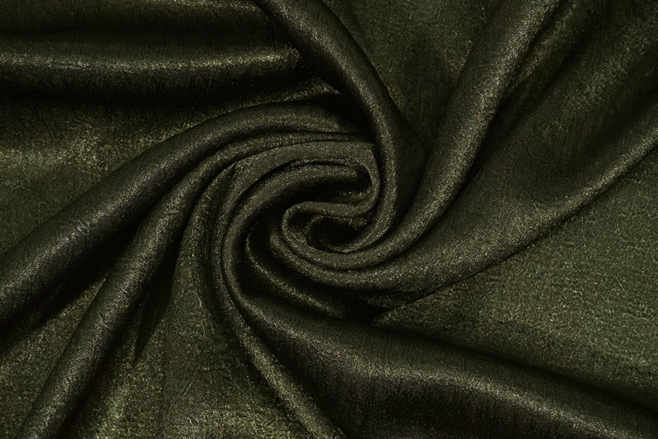 Crêpe Froissé Satin Foncé Vert Militaire Crêpe Froissé Satin Foncé Vert Militaire