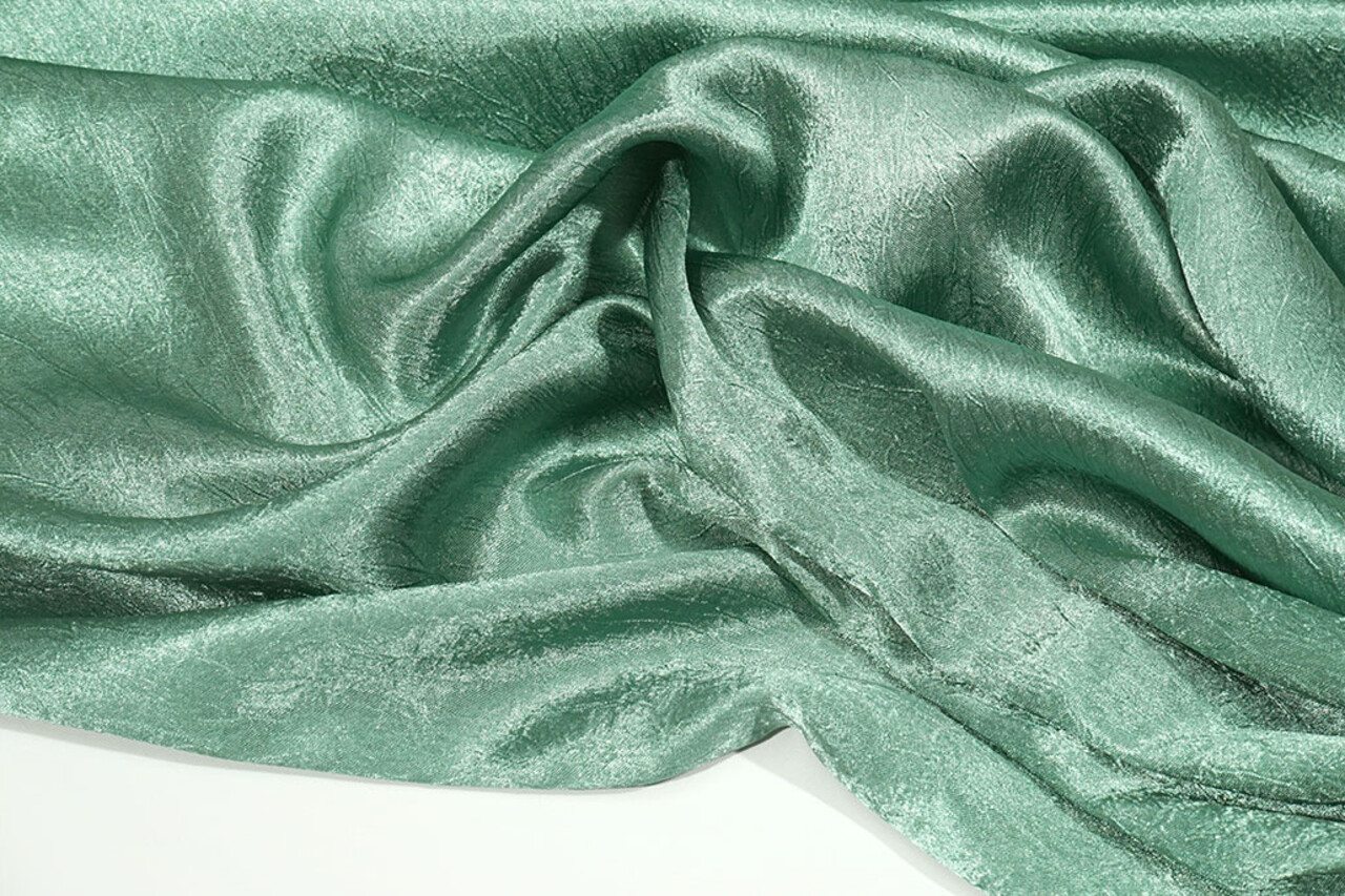 Crinkle Satin Jade Green