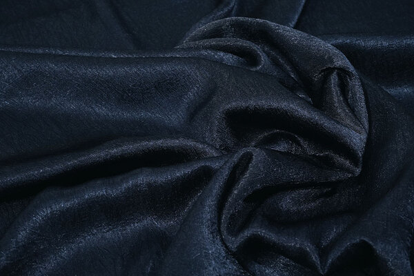 Crêpe Froissé Satin Bleu Marine