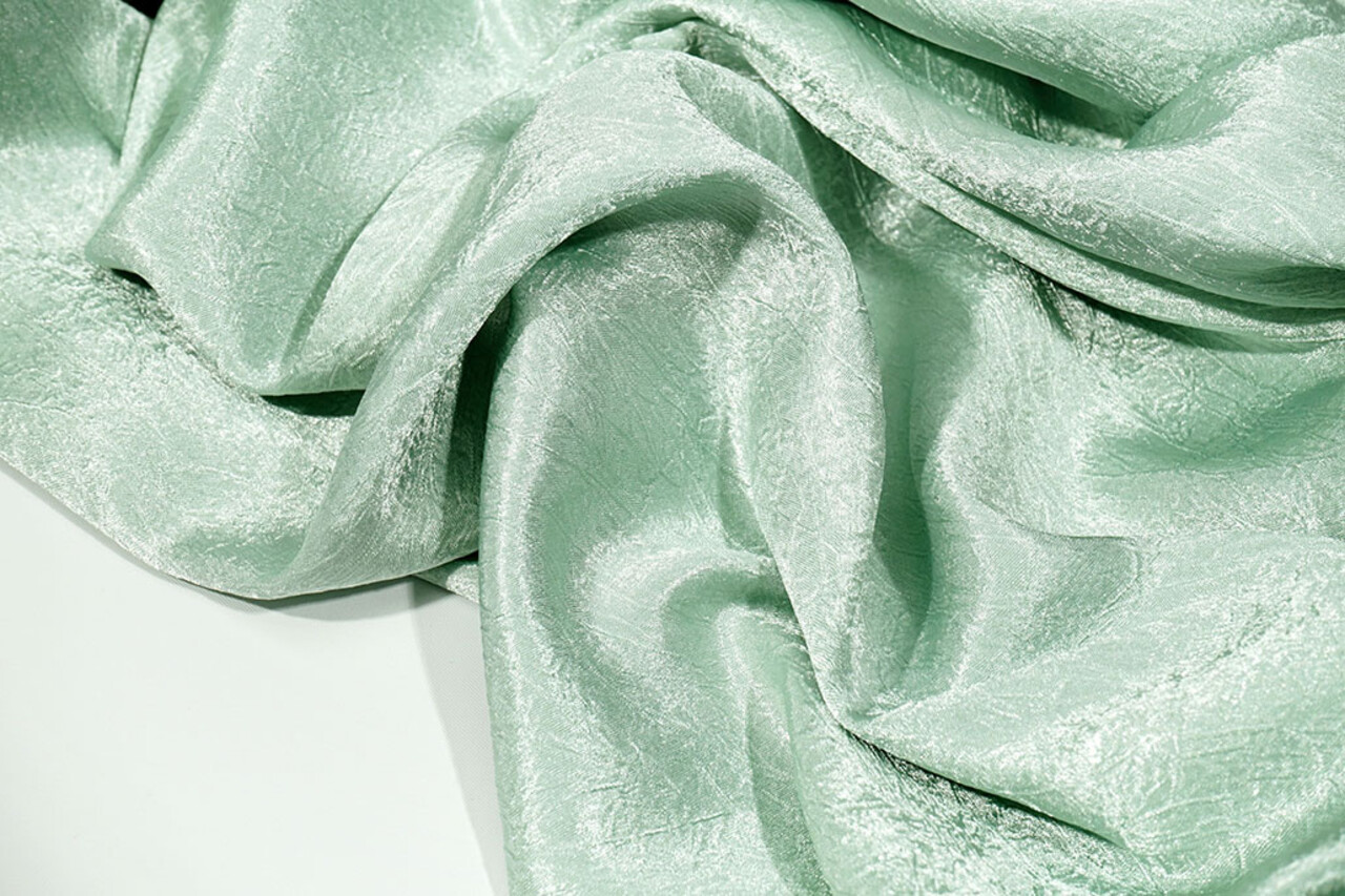 Crêpe Froissé Satin Vert Ancien Clair