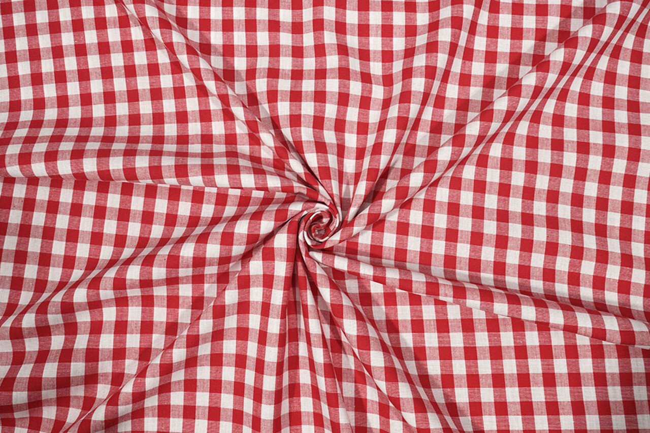 Katoenen Boerenbont Ruit 1 cm Rood