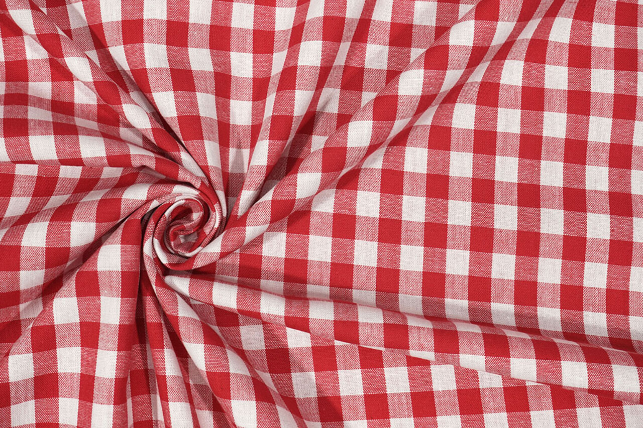 Katoenen Boerenbont Ruit 1 cm Rood