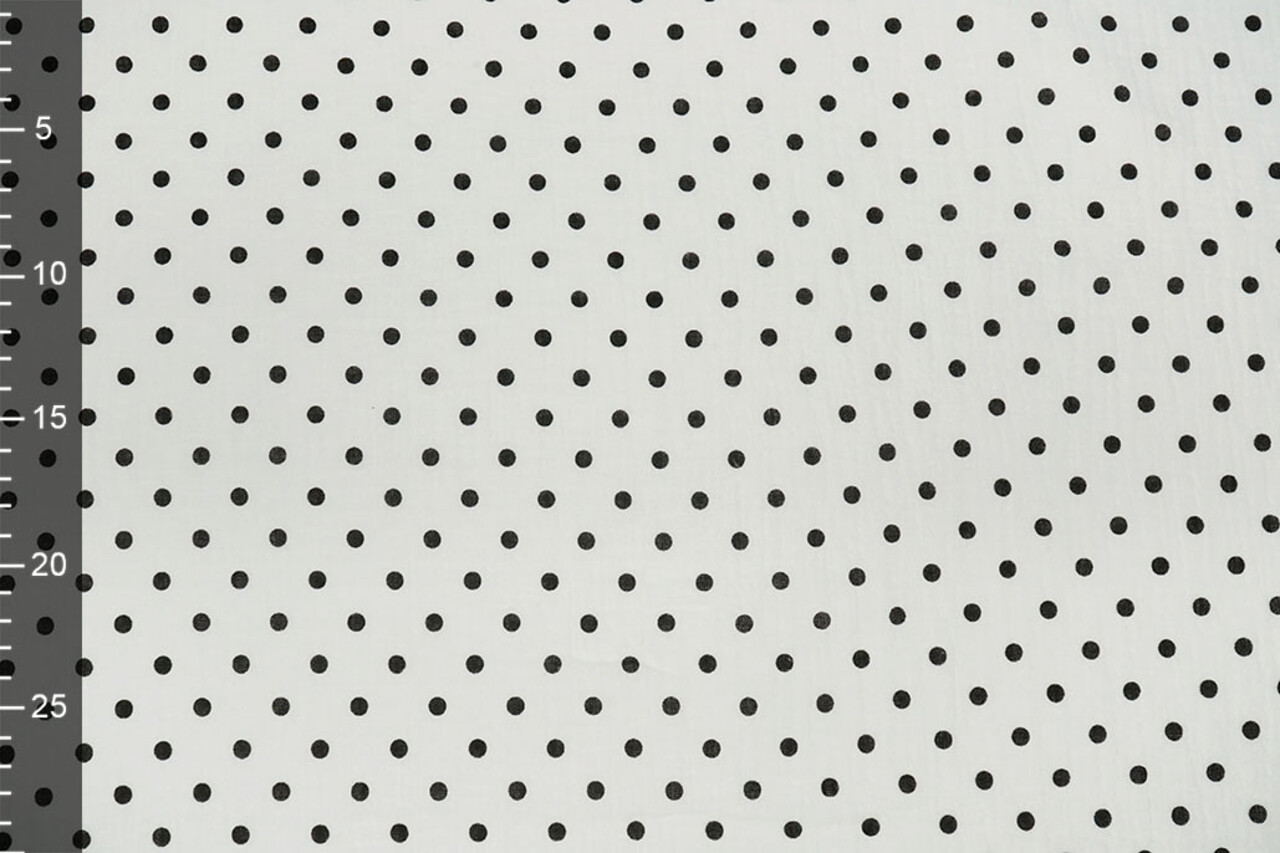 Oeko-Tex® Coton Double Gaze Pois Blanc Noir Oeko-Tex® Coton Double Gaze Pois Blanc Noir